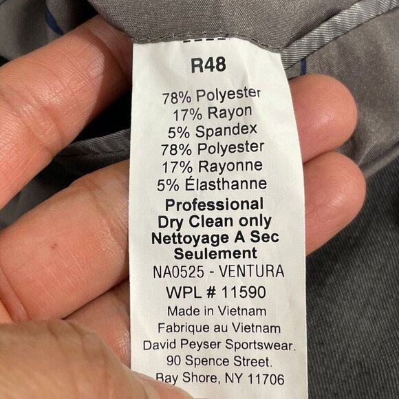 NEW Nautica Mens 48R Modern Fit Grey Blazer Jacket Polyester Blend 2-Button - Picture 6 of 9